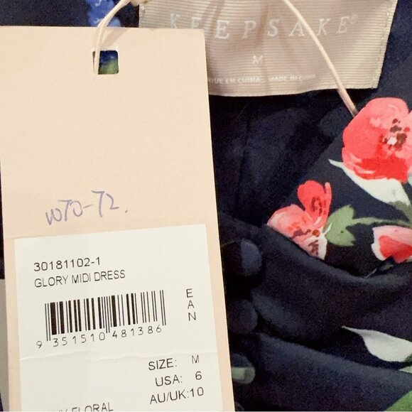 Keepsake the Label Glory Midi Dress Navy Floral Size M New with Defects - Picture 6 of 11